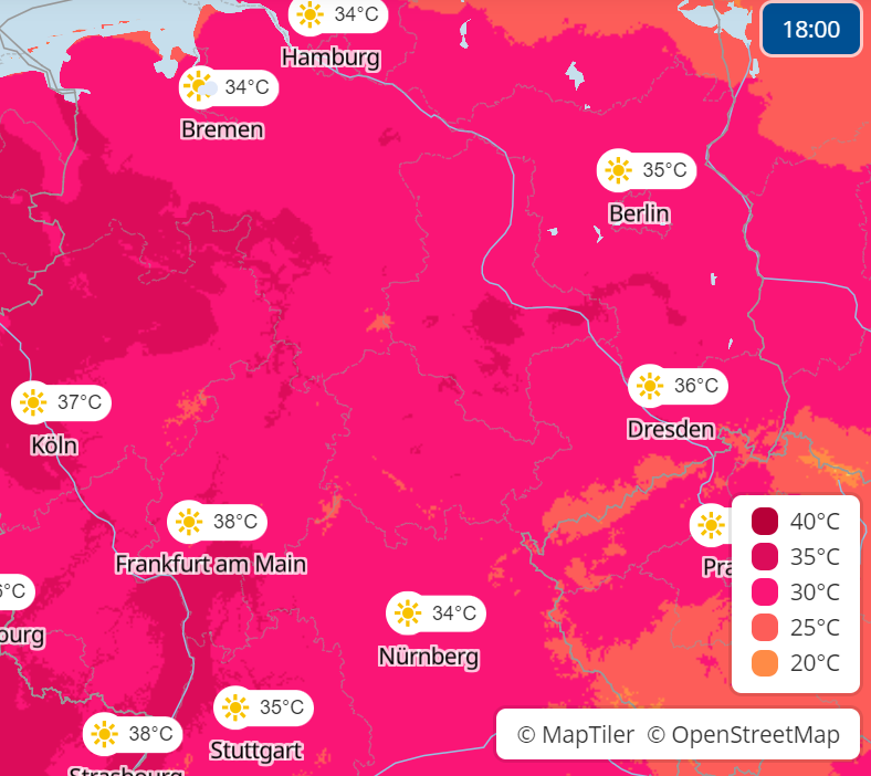 热到模糊！德国高温近40℃，人和马路都晒化了！